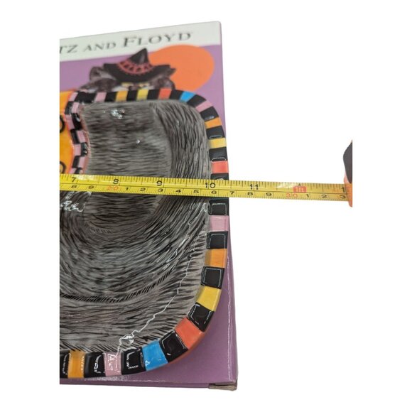 Fitz & Floyd Kitty Witches Canape Plate Handcrafted Halloween Decor Cat Spiders - Picture 6 of 10